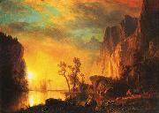 Albert Bierstadt Sunset in the  Rockies oil painting artist